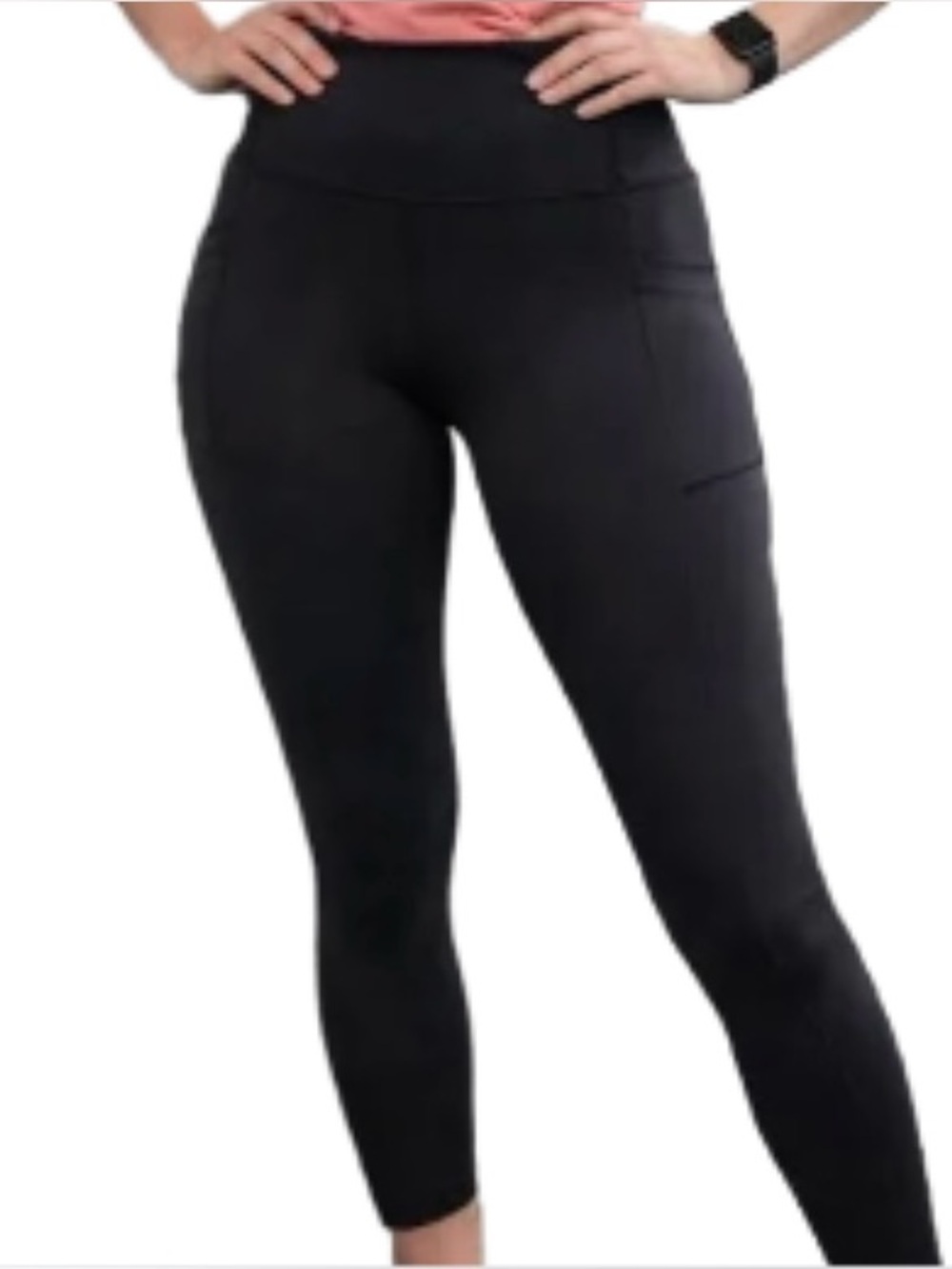 EC High-Waist Black Active Stretch Serena Ankle Tight Leggings with Side Pockets